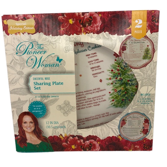 🆕 Pioneer Woman Cheerful Rose Christmas Sharing Plate Set - Picture 2 of 7